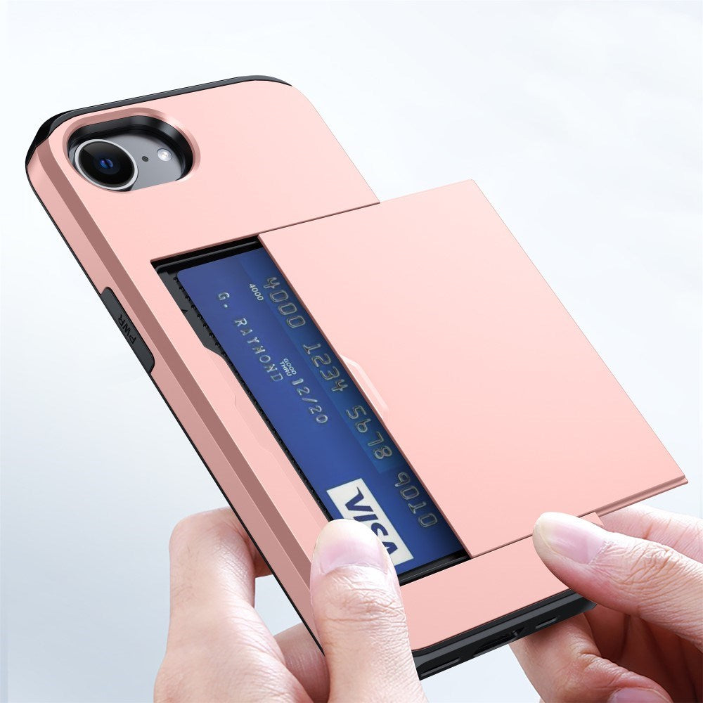 EIDERWOOD iPhone 17e / 16e Multifunktionelt Bagside Cover med Kortholder - Lyserød