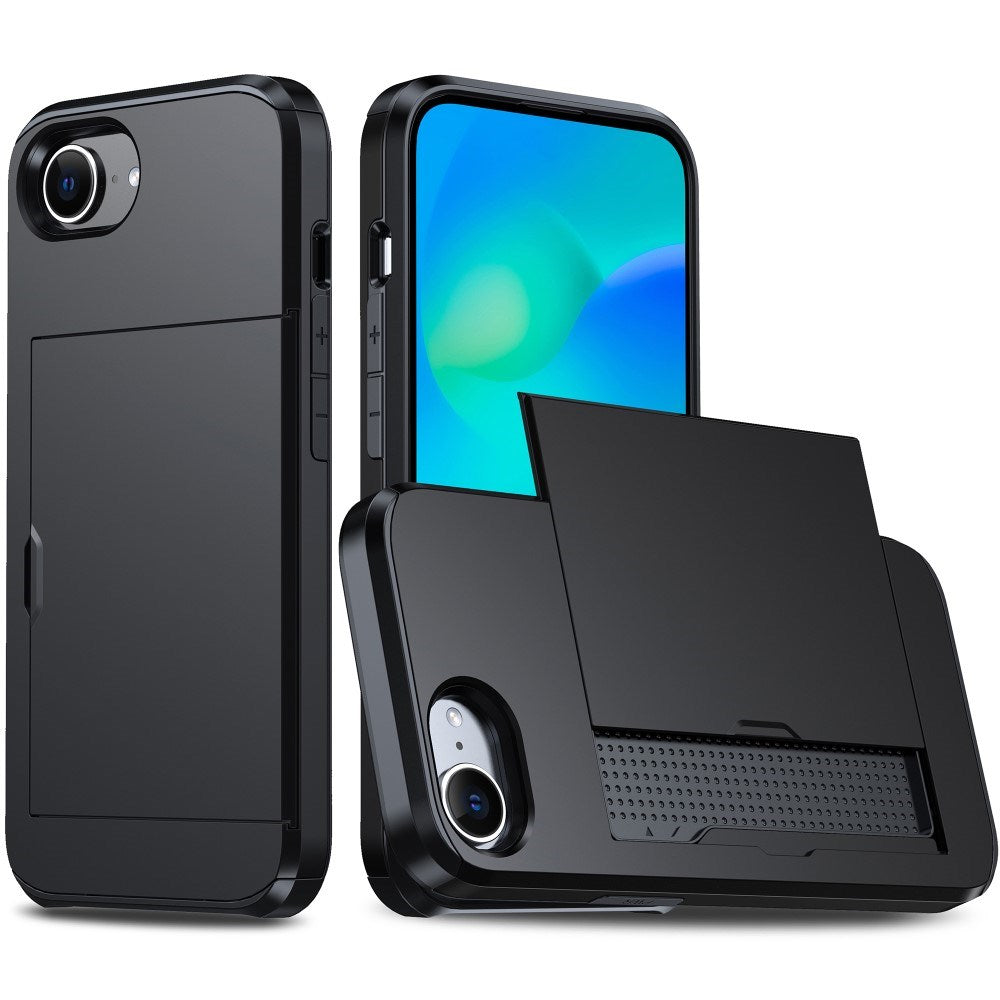 EIDERWOOD iPhone 17e / 16e Multifunktionelt Bagside Cover med Kortholder - Sort