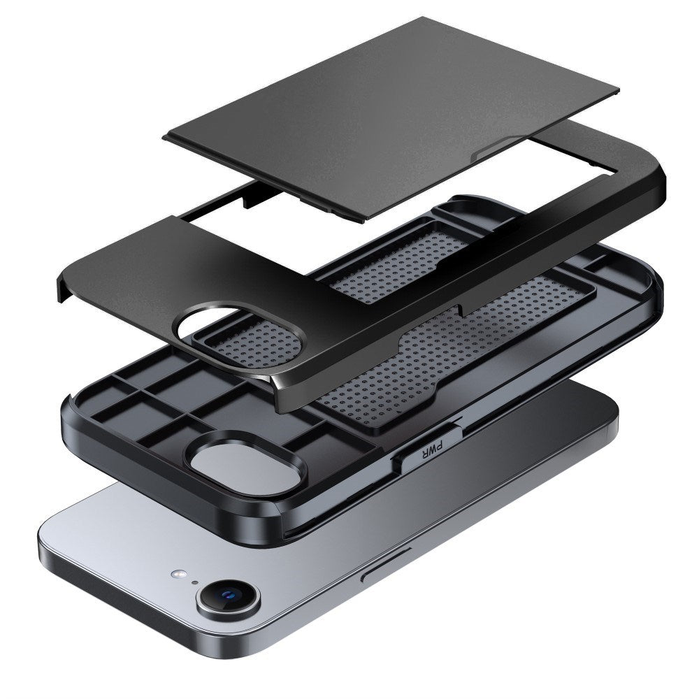 EIDERWOOD iPhone 17e / 16e Multifunktionelt Bagside Cover med Kortholder - Sort