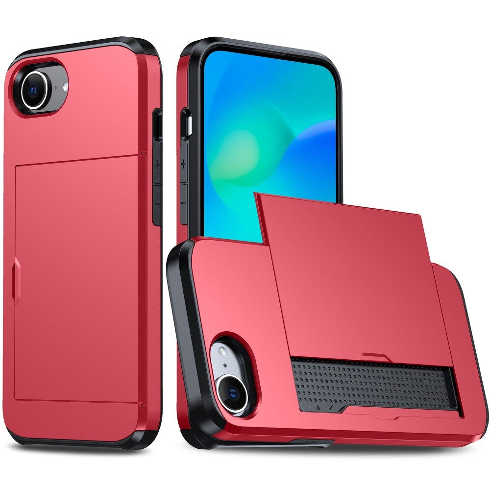 EIDERWOOD iPhone 17e / 16e Multifunktionelt Bagside Cover med Kortholder - Rød