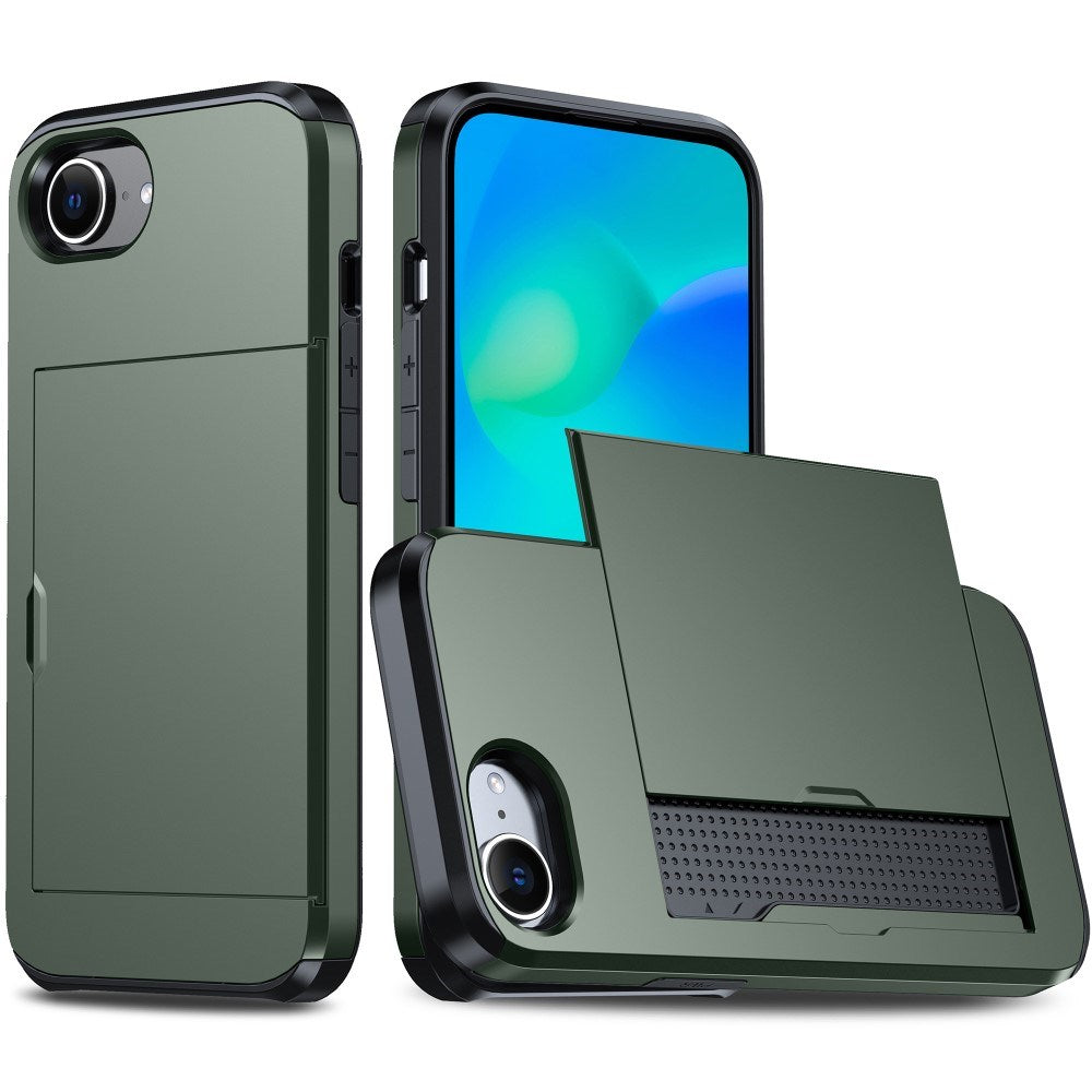 EIDERWOOD iPhone 17e / 16e Multifunktionelt Bagside Cover med Kortholder - Mørkegrøn