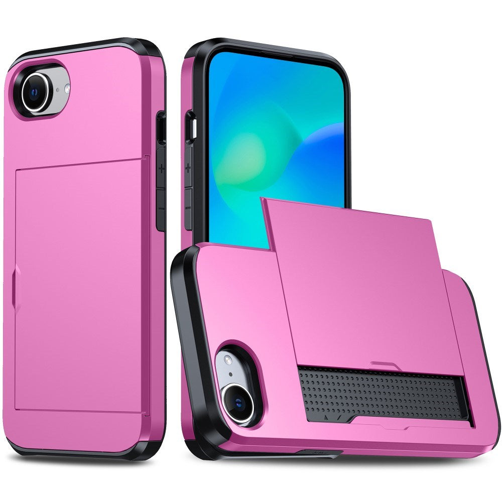 EIDERWOOD iPhone 17e / 16e Multifunktionelt Bagside Cover med Kortholder - Pink