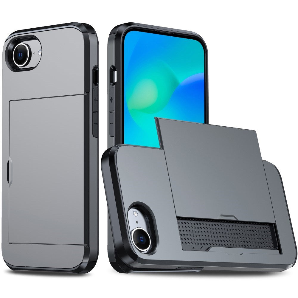 EIDERWOOD iPhone 17e / 16e Multifunktionelt Bagside Cover med Kortholder - Grå