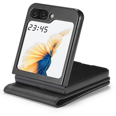 EIDERWOOD Samsung Galaxy Z Flip7 FE / Flip6 Kunstlæder Flip Cover m. Kortholder & Ståfunktion - Sort