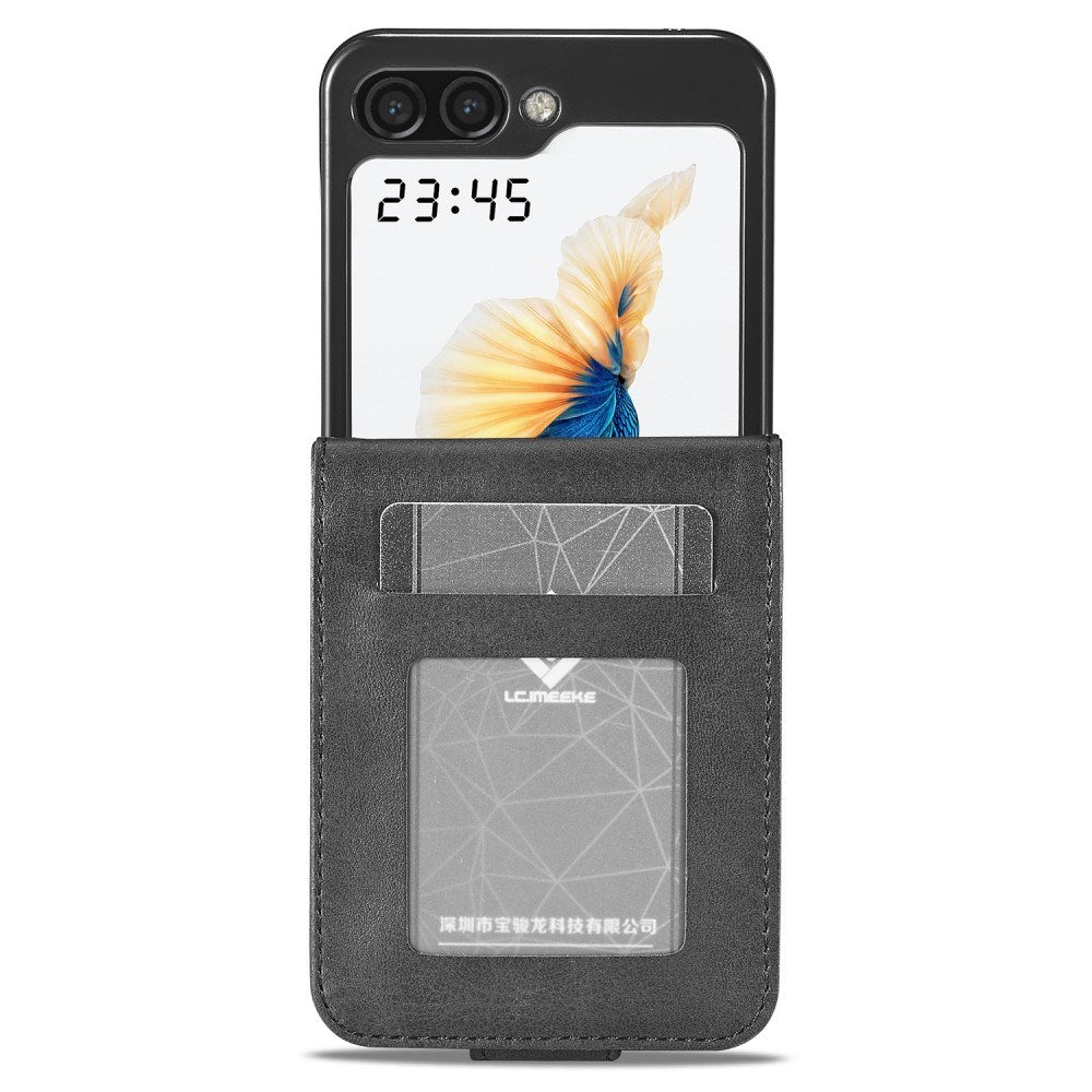 EIDERWOOD Samsung Galaxy Z Flip7 FE / Flip6 Kunstlæder Flip Cover m. Kortholder & Ståfunktion - Sort