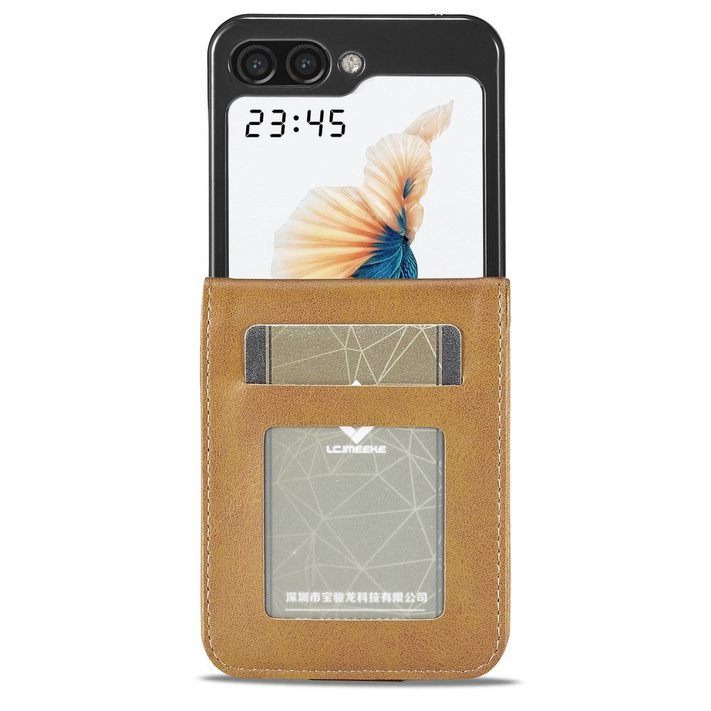 EIDERWOOD Samsung Galaxy Z Flip7 FE / Flip6 Kunstlæder Flip Cover m. Kortholder & Ståfunktion - Lysebrun