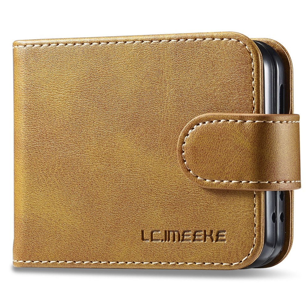 EIDERWOOD Samsung Galaxy Z Flip7 FE / Flip6 Kunstlæder Flip Cover m. Kortholder & Ståfunktion - Lysebrun