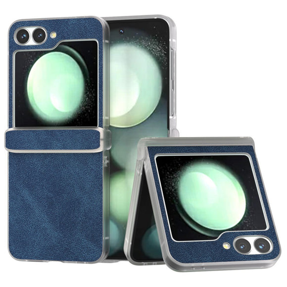 EIDERWOOD Samsung Galaxy Z Flip7 FE / Flip6 Læderbetrukket Plastik Cover - Blå