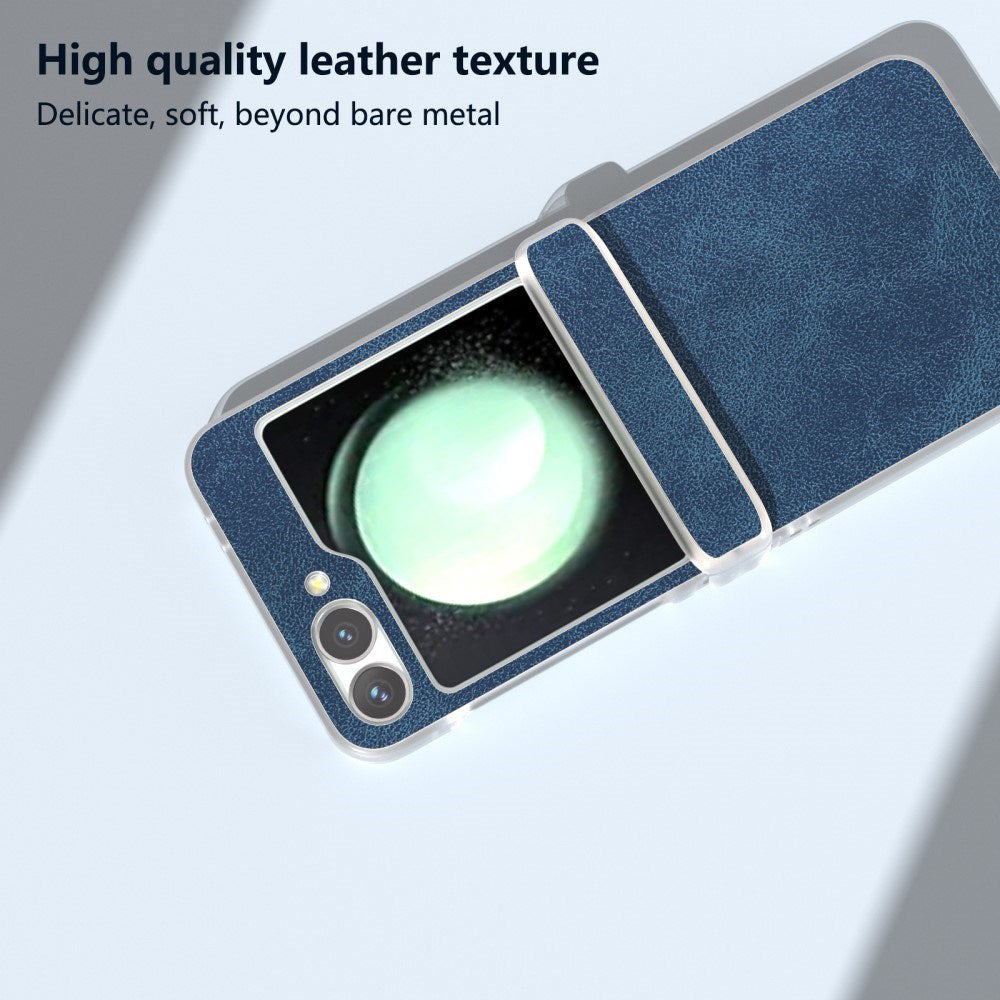 EIDERWOOD Samsung Galaxy Z Flip7 FE / Flip6 Læderbetrukket Plastik Cover - Blå