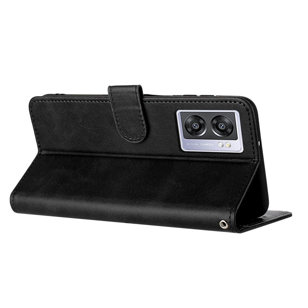 OPPO A77 (5G) / A57 / A57s EIDERWOOD Kunstlæder Flip Cover m. Strop - Sort