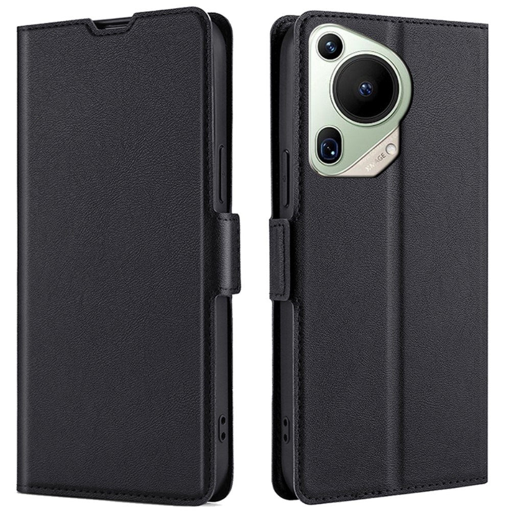 EIDERWOOD Huawei Pura 70 Ultra Kunstlæder Flip Cover m. Kortholder & Ståfunktion - Sort