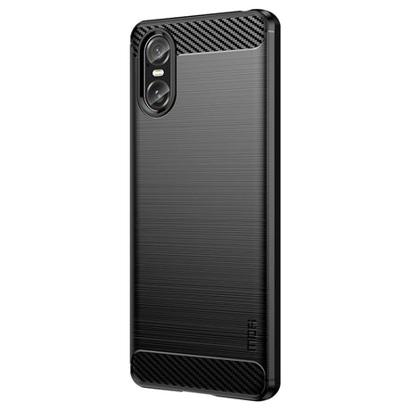 Sony Xperia 10 VI Mofi Brushed Carbon Fiber Fleksibelt Plastik Cover - Sort