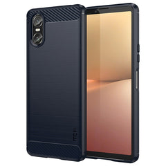 Sony Xperia 10 VI Mofi Brushed Carbon Fiber Fleksibelt Plastik Cover - Blå