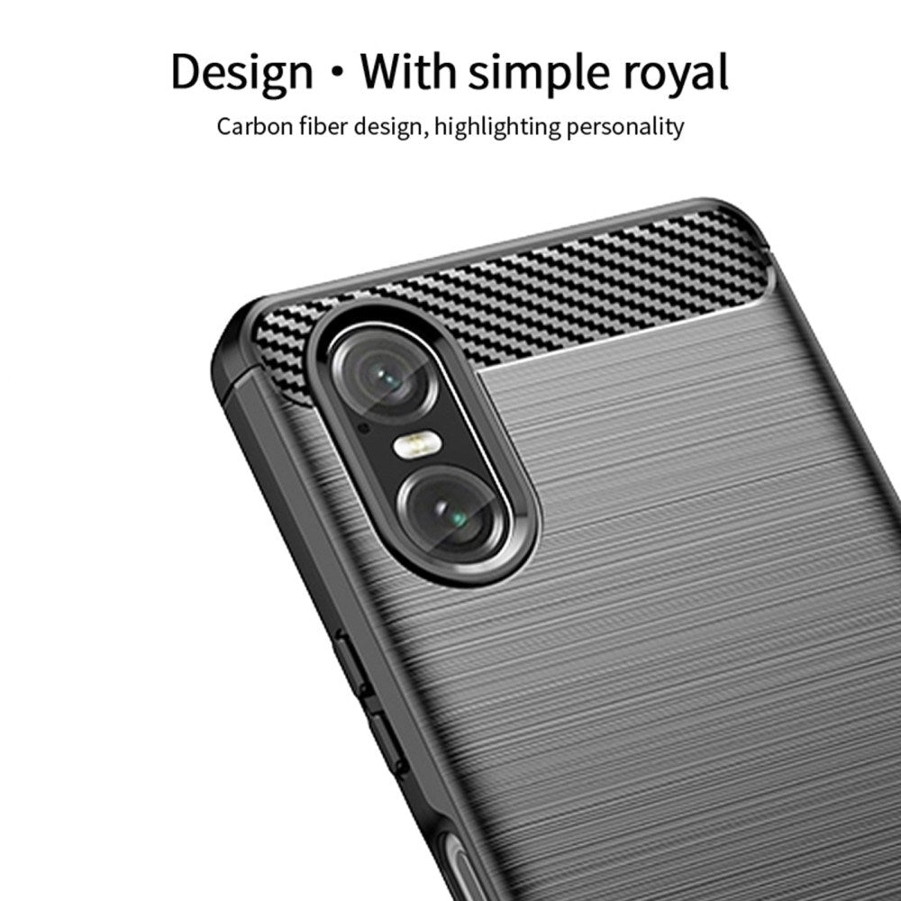 Sony Xperia 10 VI Mofi Brushed Carbon Fiber Fleksibelt Plastik Cover - Rød