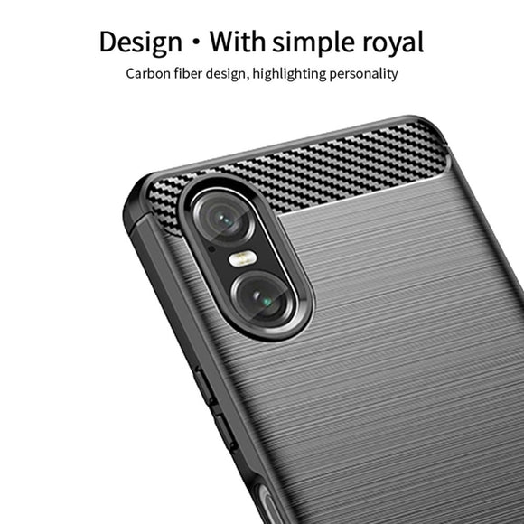 Sony Xperia 10 VI Mofi Brushed Carbon Fiber Fleksibelt Plastik Cover - Rød