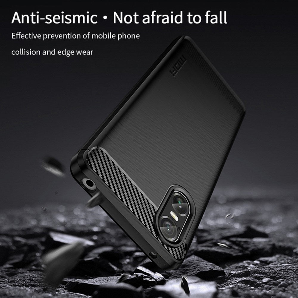 Sony Xperia 10 VI Mofi Brushed Carbon Fiber Fleksibelt Plastik Cover - Rød