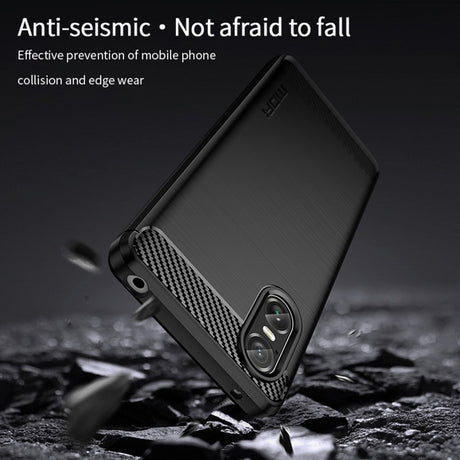 Sony Xperia 10 VI Mofi Brushed Carbon Fiber Fleksibelt Plastik Cover - Rød