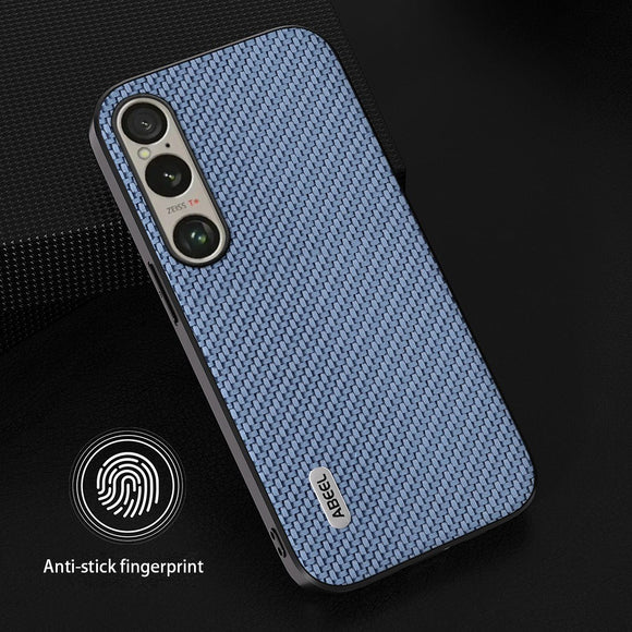 Sony Xperia 1 VI Carbon Fiber Læderbetrukket Cover - Lyseblå