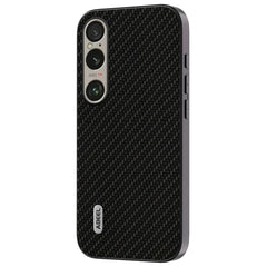 Sony Xperia 1 VI Carbon Fiber Læderbetrukket Cover - Sort