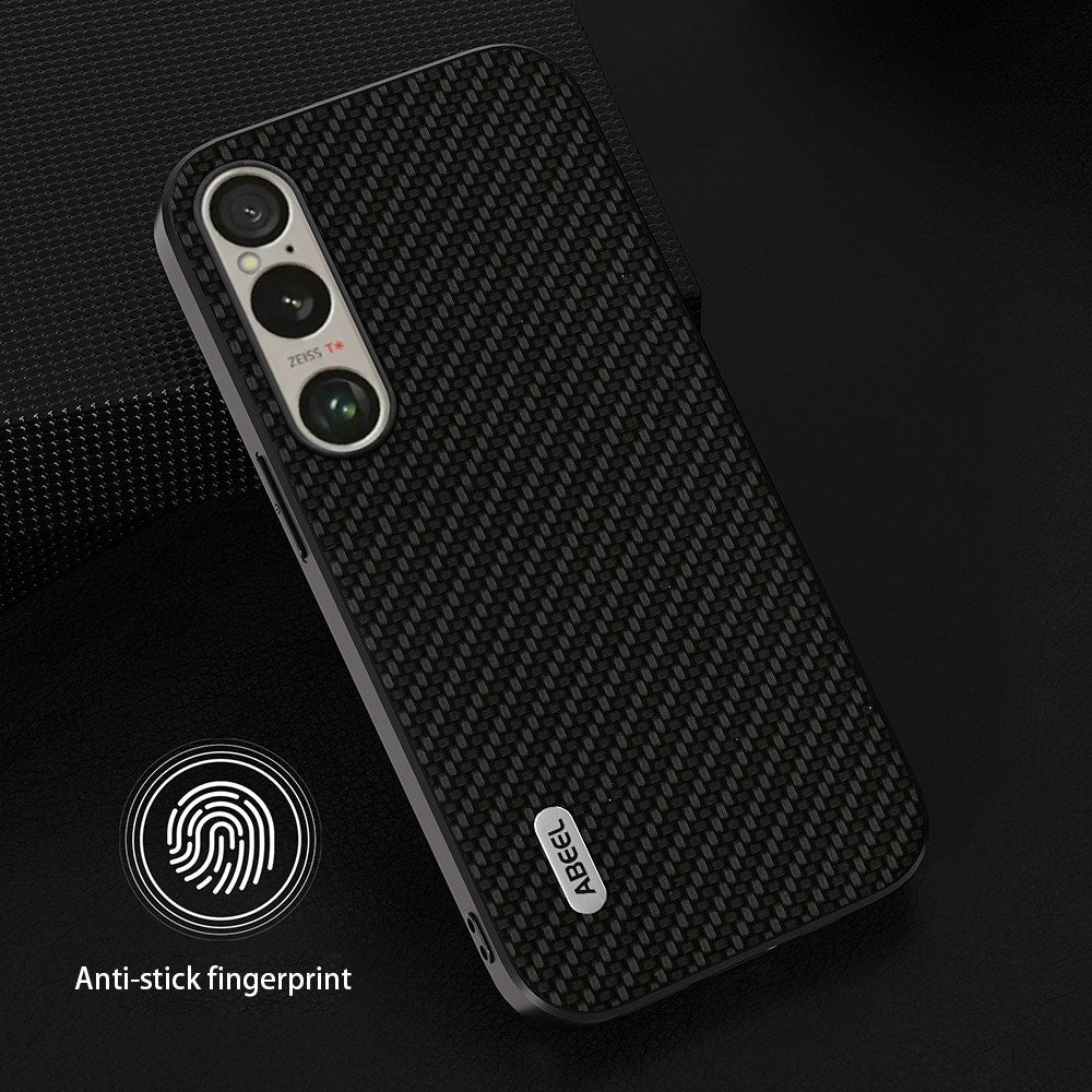 Sony Xperia 1 VI Carbon Fiber Læderbetrukket Cover - Sort