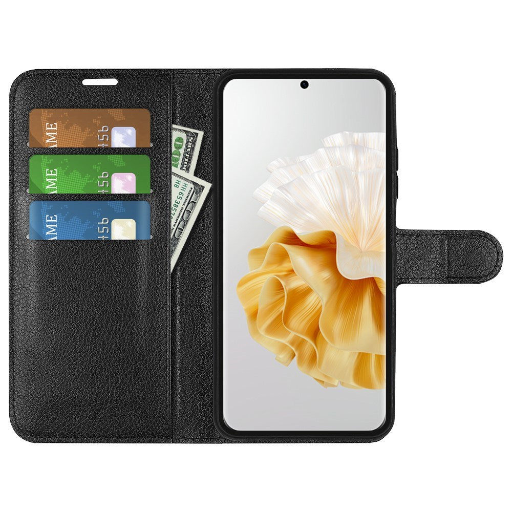 EIDERWOOD Huawei Pura 70 Kunstlæder Flip Cover m. Kortholder & Ståfunktion - Sort