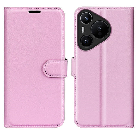 EIDERWOOD Huawei Pura 70 Kunstlæder Flip Cover m. Kortholder & Ståfunktion - Lyserød
