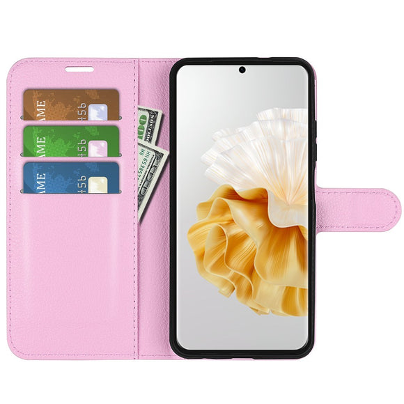EIDERWOOD Huawei Pura 70 Kunstlæder Flip Cover m. Kortholder & Ståfunktion - Lyserød