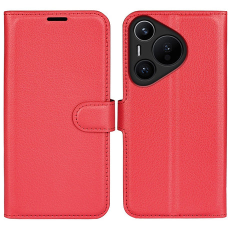 EIDERWOOD Huawei Pura 70 Kunstlæder Flip Cover m. Kortholder & Ståfunktion - Rød