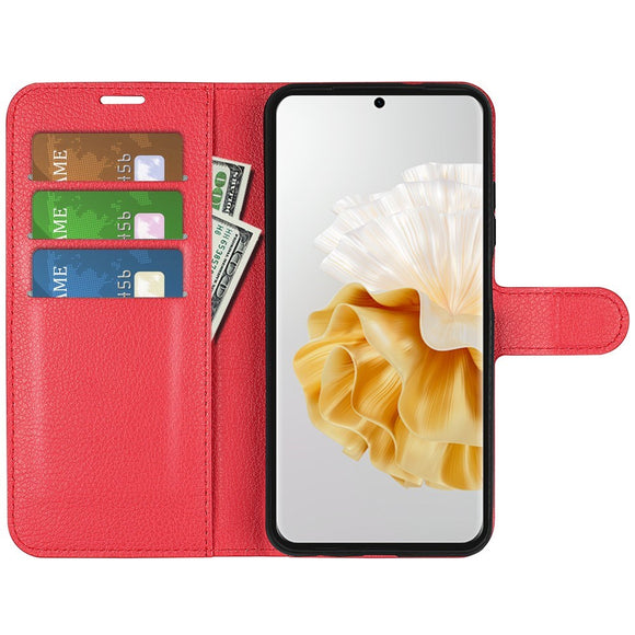 EIDERWOOD Huawei Pura 70 Kunstlæder Flip Cover m. Kortholder & Ståfunktion - Rød