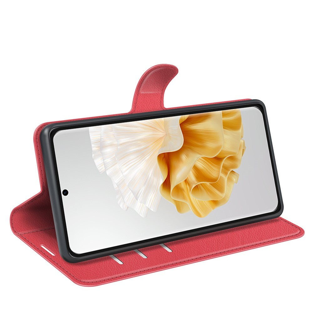EIDERWOOD Huawei Pura 70 Kunstlæder Flip Cover m. Kortholder & Ståfunktion - Rød
