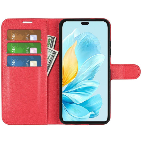 EIDERWOOD Honor 200 Lite Kunstlæder Flip Cover m. Kortholder & Ståfunktion - Rød