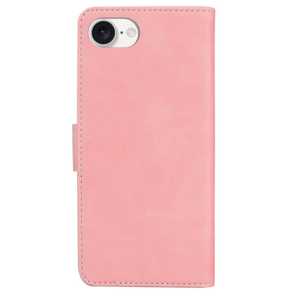 EIDERWOOD iPhone 17e / 16e Kunstlæder Flip Cover m. Pung & Ståfunktion - Lyserød
