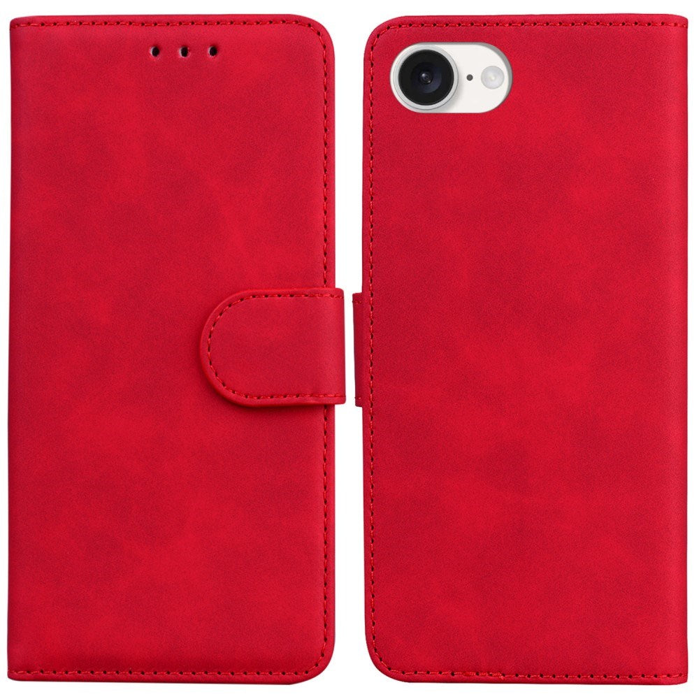 EIDERWOOD iPhone 17e / 16e Kunstlæder Flip Cover m. Pung & Ståfunktion - Rød