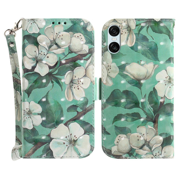 EIDERWOOD Sony Xperia 5 VI Læder Cover m. Pung & Strop - Hvide Blomster