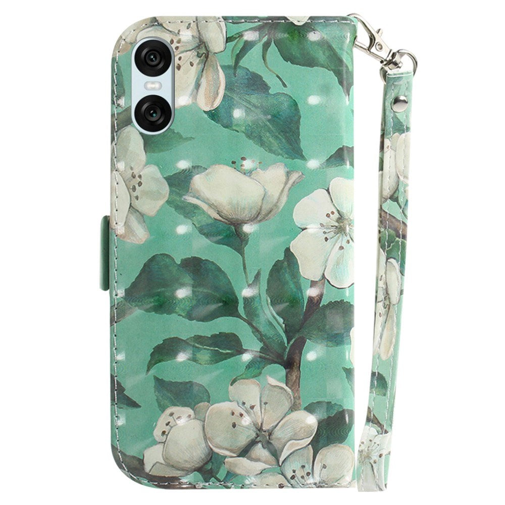 EIDERWOOD Sony Xperia 5 VI Læder Cover m. Pung & Strop - Hvide Blomster