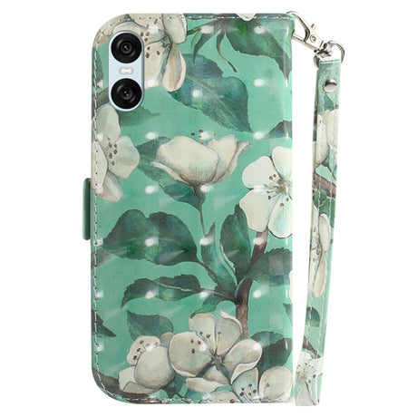 EIDERWOOD Sony Xperia 5 VI Læder Cover m. Pung & Strop - Hvide Blomster
