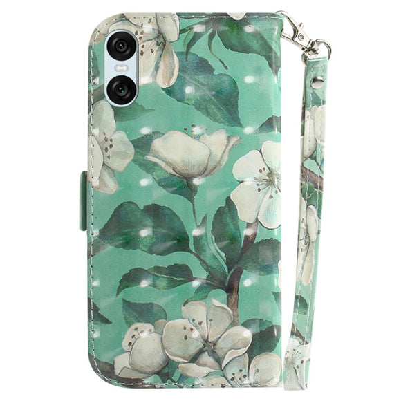 EIDERWOOD Sony Xperia 5 VI Læder Cover m. Pung & Strop - Hvide Blomster