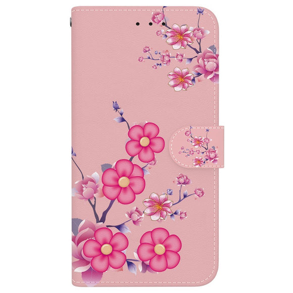 EIDERWOOD iPhone 17e / 16e Imiteret Læder Cover m. Pung & Strop - Lyserød med Blomster