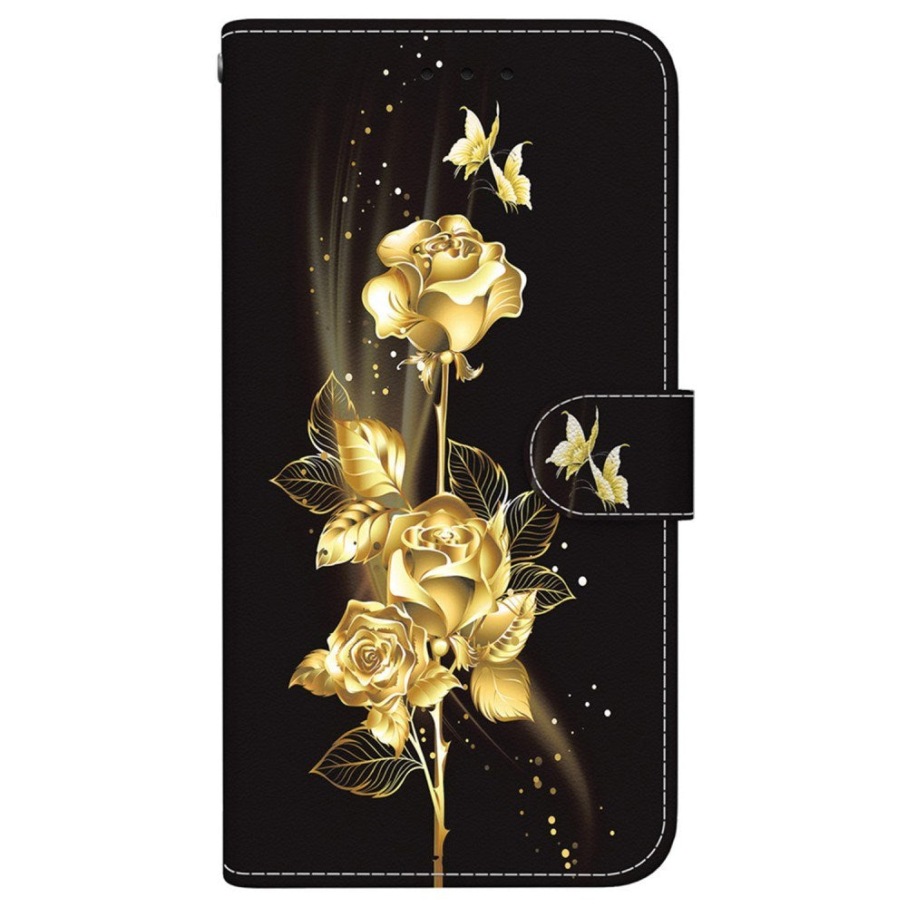 EIDERWOOD iPhone 17e / 16e Imiteret Læder Cover m. Pung & Strop - Guld Rose