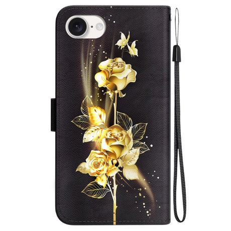 EIDERWOOD iPhone 17e / 16e Imiteret Læder Cover m. Pung & Strop - Guld Rose