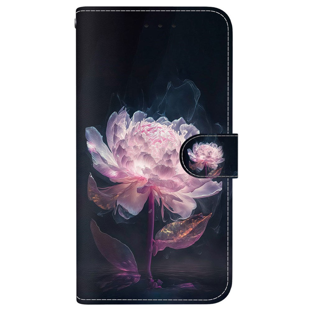 EIDERWOOD iPhone 17e / 16e Imiteret Læder Cover m. Pung & Strop - Lilla Pæon