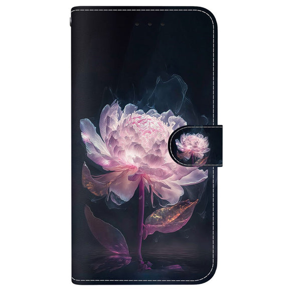 EIDERWOOD iPhone 17e / 16e Imiteret Læder Cover m. Pung & Strop - Lilla Pæon