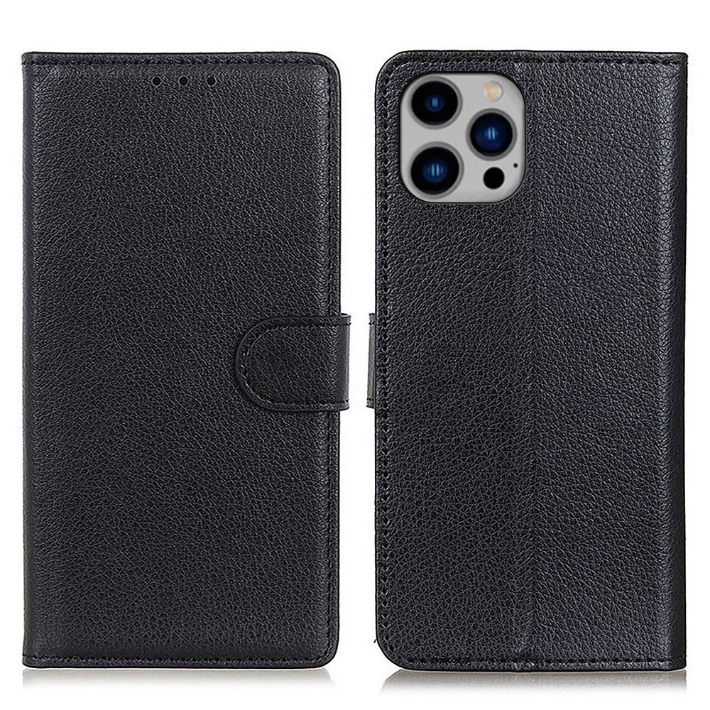EIDERWOOD iPhone 16 Pro Max Litchi Læder Cover m. Pung - Sort