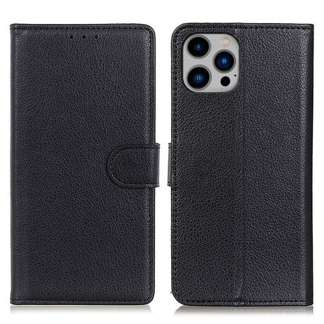 EIDERWOOD iPhone 16 Pro Max Litchi Læder Cover m. Pung - Sort