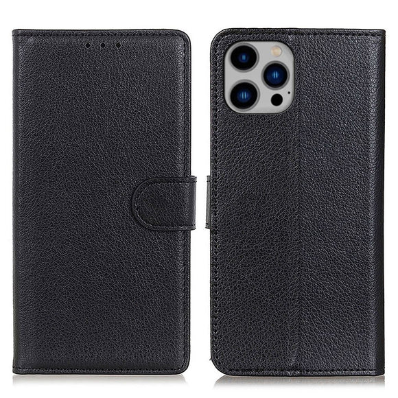 EIDERWOOD iPhone 16 Pro Max Litchi Læder Cover m. Pung - Sort