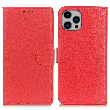 EIDERWOOD iPhone 16 Pro Max Litchi Læder Cover m. Pung - Rød