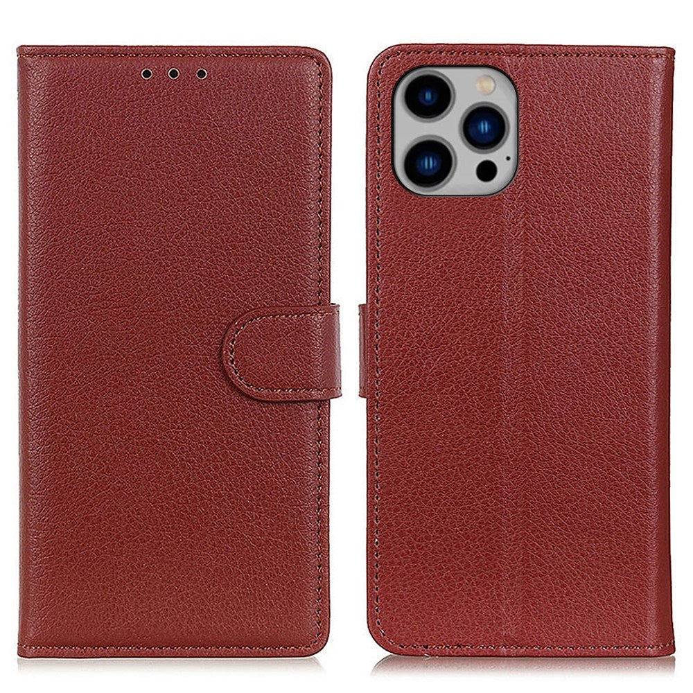 EIDERWOOD iPhone 16 Pro Max Litchi Læder Cover m. Pung - Brun