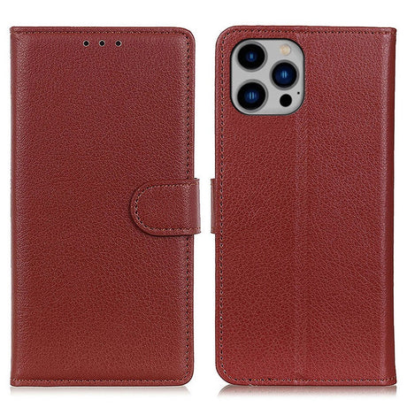 EIDERWOOD iPhone 16 Pro Max Litchi Læder Cover m. Pung - Brun