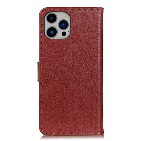 EIDERWOOD iPhone 16 Pro Max Litchi Læder Cover m. Pung - Brun