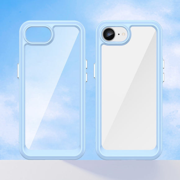 EIDERWOOD iPhone 17e / 16e Hybrid Plastik Cover - Gennemsigtig / Blå Kant